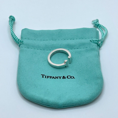 Tiffany & Co. Sterling Silver T Square Ring Band Ring Size 9