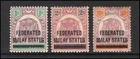 M26851 Malay States 1900  1c/2c/10c Values m/m Sparse gum Sg1/2/5 Cat £50