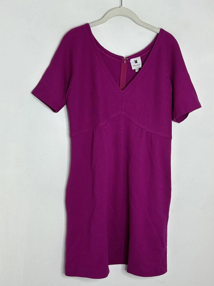 Vestido Lisa Perry 100% Lana Frambuesa Cuello en V Manga Corta con Bolsillos Talla 8 Foto 2 de 4