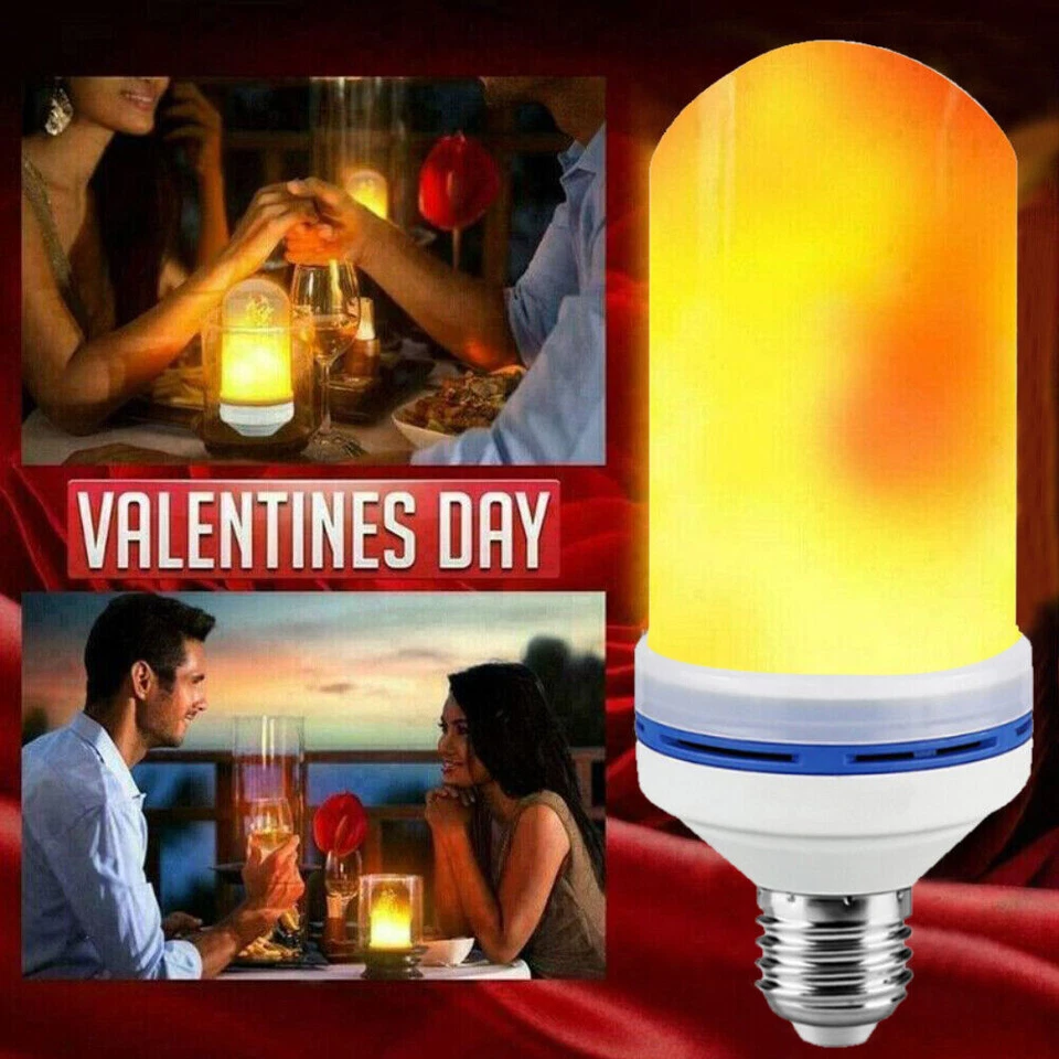 1-4stk E27 LED Licht Fackel Feuer Lampe Flammen Effekt Glühbirne Flacker Birne - Bild 2 von 4