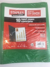 Side Opening 10 Report Covers, Durable Fastener, Letter, Green Staples