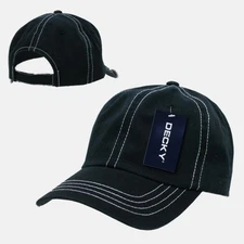 Black & White Washed Cotton Polo Blank Plain Style Low Crown Baseball Cap Hat