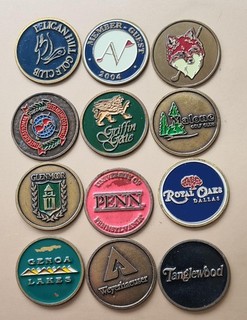 STUNNING 12 x 1" CLUB BALL MARKERS HIGH QUALITY EXCELLENT COND RARE MARKERS