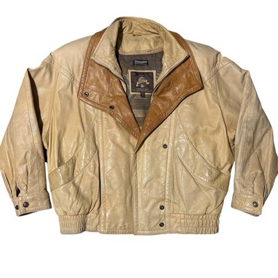 Vtg 80s Adventure Bound Wilsons Leather Bomber Jacket Thinsulate Size Small