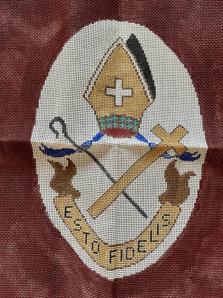 ESTO FIDELIS Hand Painted Original Papal Needlepoint Canvas 25 in square Faith - Image 2 of 2