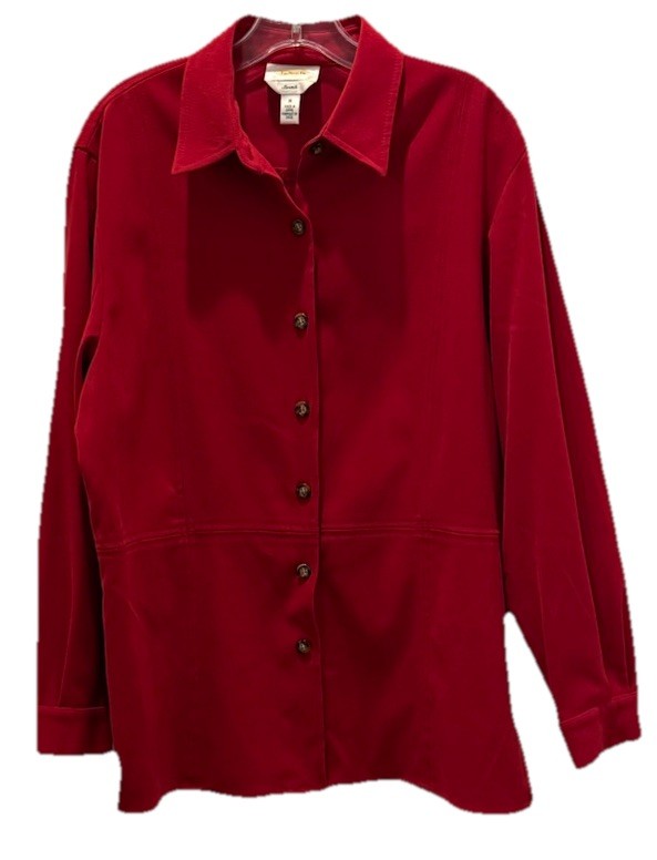 Talbots Red Button Up Stretch Collard Jacket Wome… - image 1
