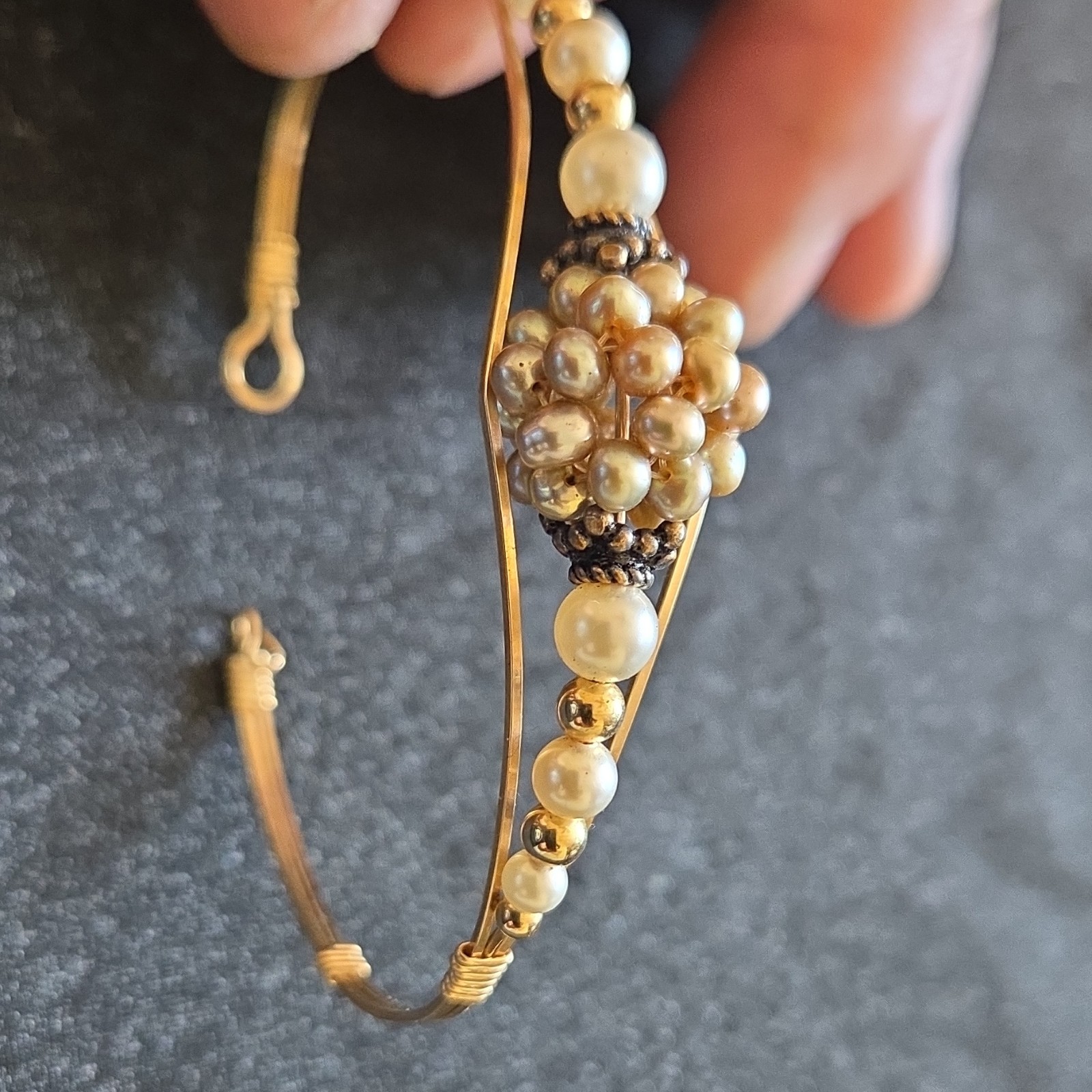 Gold Filled Wire Bangle Bracelet Adjustable Clust… - image 1