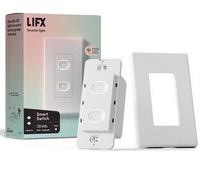 LIFX LFSPWHT1FUS 2-Button Single Gang Smart Switch  Wi-Fi Smart Switch White