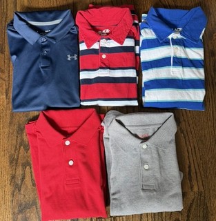 Lot 5 Boys Cat Jack Under Armour Childrens Place Polo Short Sleeve Shirts L10 12