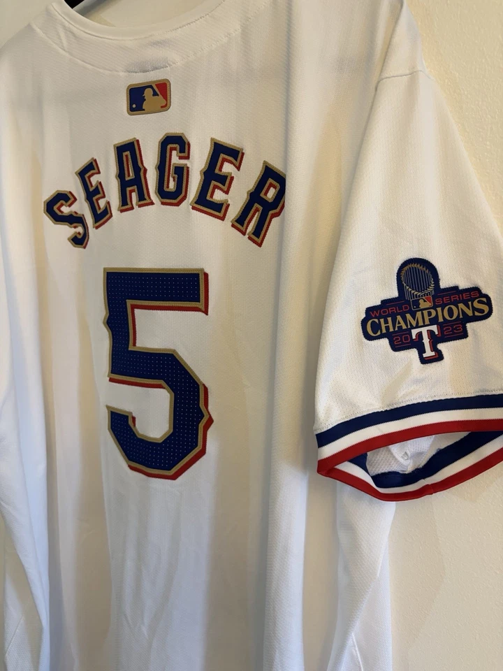Camiseta Corey Seager Texas Rangers Serie Mundial 2023 Dorada Nike Auténtica Talla 56 Foto 4 de 4