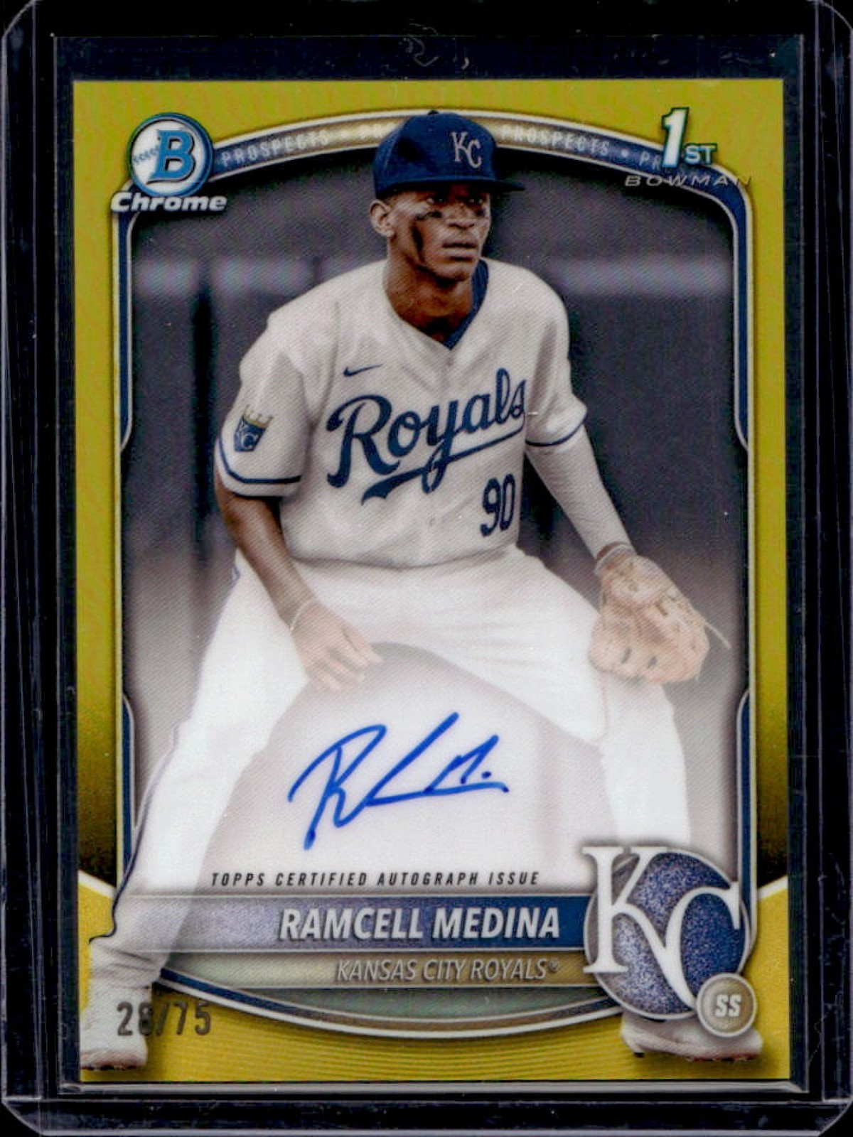2025 Bowman Chrome Ramcell Medina Auto Yellow Refractor 1st Prospect #28/75