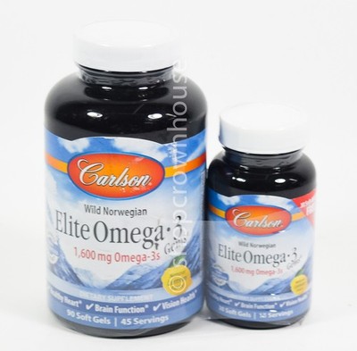 Carlson ELITE OMEGA 3 GEMS 1600mg Wild Norwegian fish oil 90 +30 softgel 08/2027