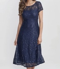 SLNY Navy Blue Sequin Formal Dress Size 10 NWT 139 MSRP Cocktail Evening Gown