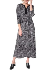 Attitudes by Renee Women's Como Jersey Printed Maxi Dress Black