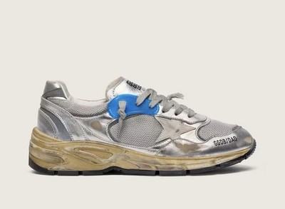 Golden Goose Running Dad Star Sneakers Silver Blue Gray NIB EU 38