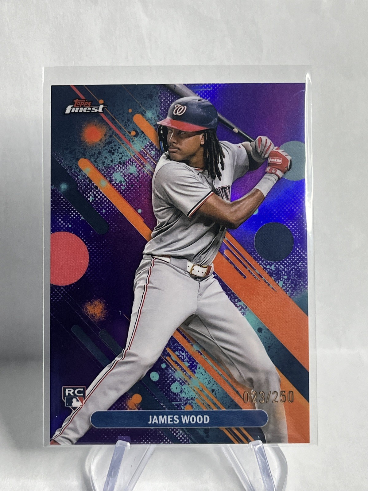 2025 Topps Finest - Common James Wood #100 Purple Refractor /250 (RC)