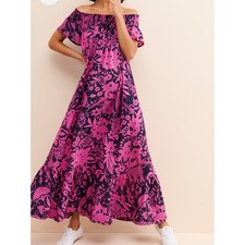Anthropologie Arielle Maxi Dress Pink and Navy XS