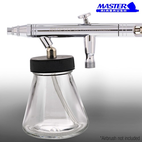 10pk Airbrush 2.7oz Glass Jar Bottles 30° Angle Adapter Lid Assembly Dual-Action - Picture 5 of 5