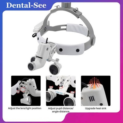 Dental Binocular Loupes Medical Surgical Headband Magnifier 2.5/3.5X LED Light
