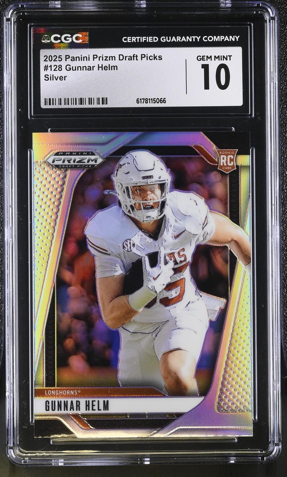 2025 Panini Prizm Draft Picks Gunnar Helm Silver Rookie RC #128 Longhorns CGC 10