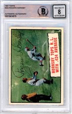 1961 Topps Rogers Hornsby .424 #404 BVG Authentic BAS Auto 8