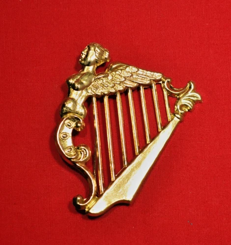 CIVIL WAR Brass LARGE IRISH Goddess Eire HARP INSIGNIA COAT/HAT/CAP