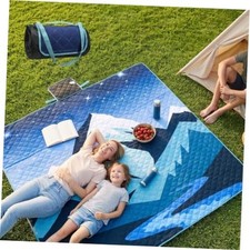 Picnic Blanket Waterproof, 70"x80" Extra Large Outdoor Blanket Navy Mountain