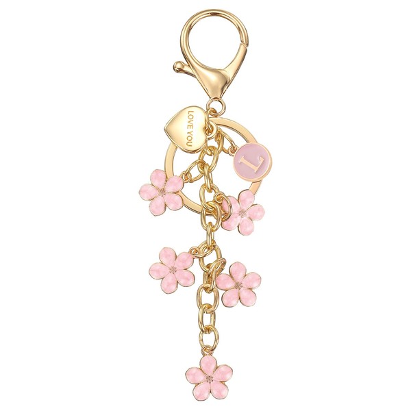 FüR Frauen & - Niedlicher Blumen-Initial L SchlüSselanhäNger In Pink-image