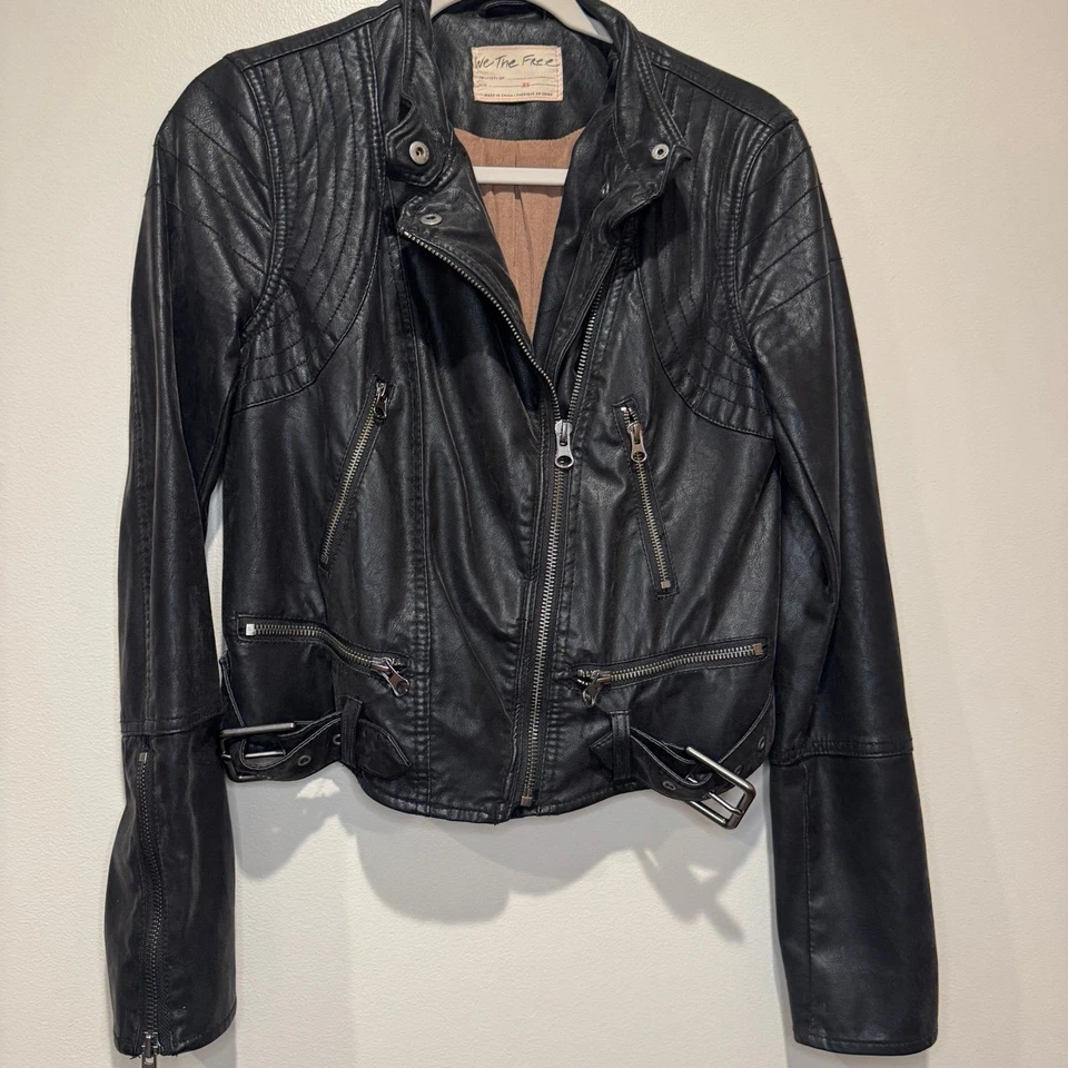Free People We The Free Heartbreaker moto imitación cuero chaqueta XS F13-40 Foto 2 de 4