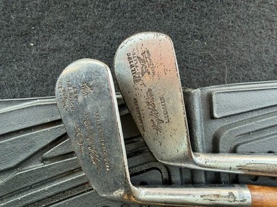 pair antique wood shaft A G Spalding and Wright Ditson irons golf clubs LOW SHIP