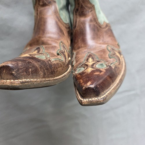 Ariat Women’s 9.5 Zealous Barnwood Teal Green Leather Cowboy Boots Western - Picture 5 of 13