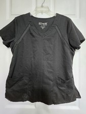 Grey's Anatomy Womens Scrub Top size L- Black V-Neck-Chest 22.5"/L 27"
