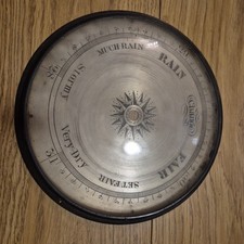 Antique Banjo Barometer Brass BEZEL 8.5".Glass & Silvered Engraved Dial Parts A1