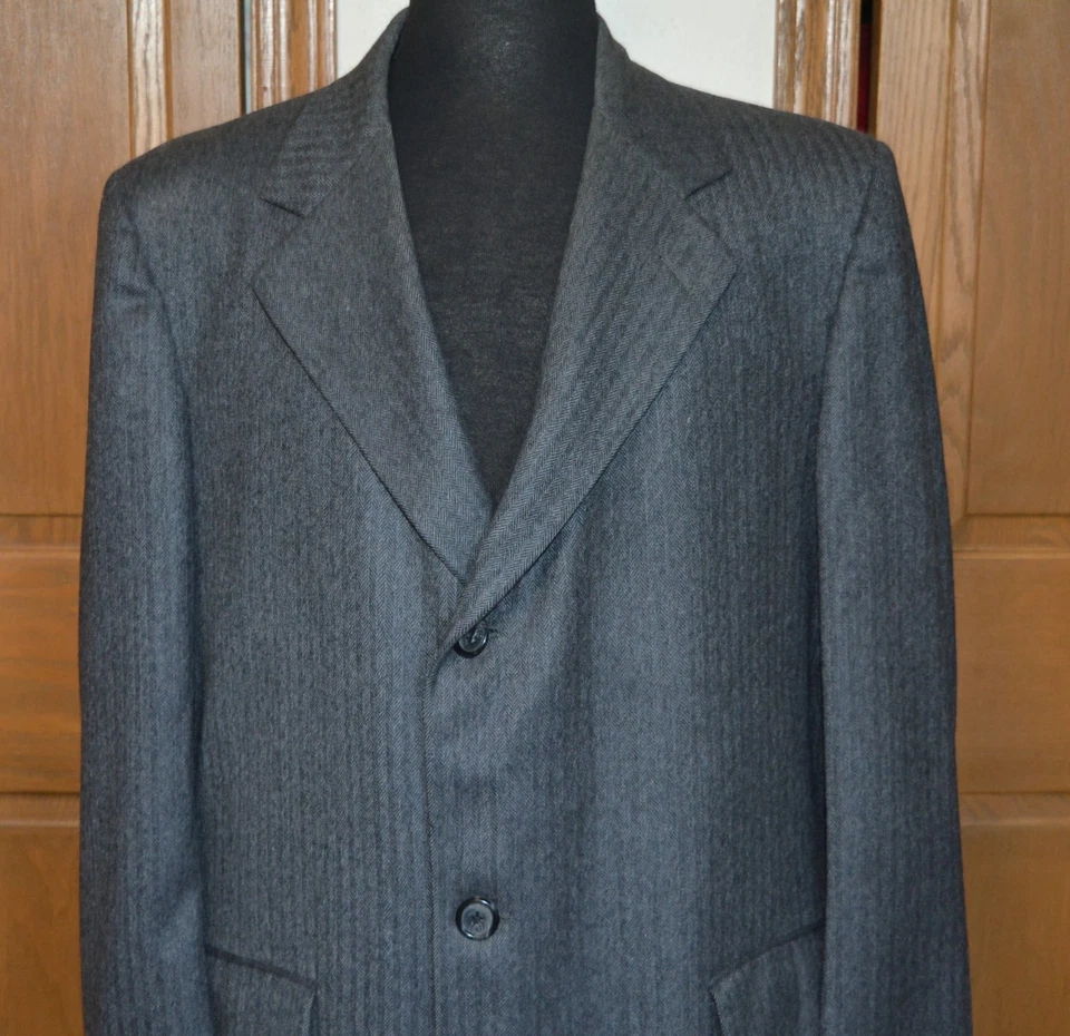 Gabardina de colección para hombre 100 % lana espiga pin rayas JEFFERSON RICHMOND 46-48 Foto 2 de 4