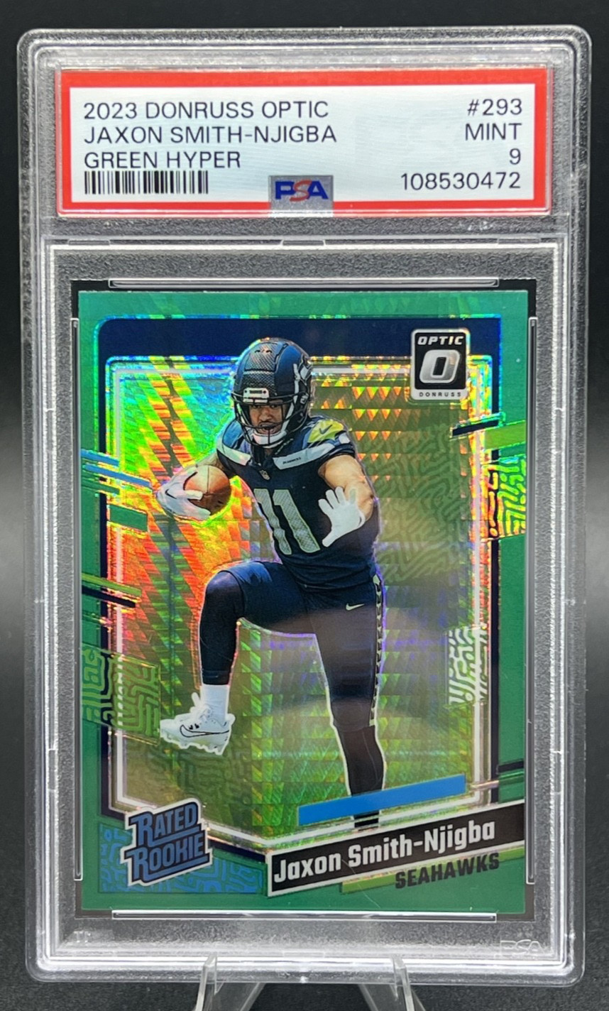 2023 Panini Donruss Optic Rated Rookie Green Hyper Jaxon Smith-Njigba #293 PSA 9