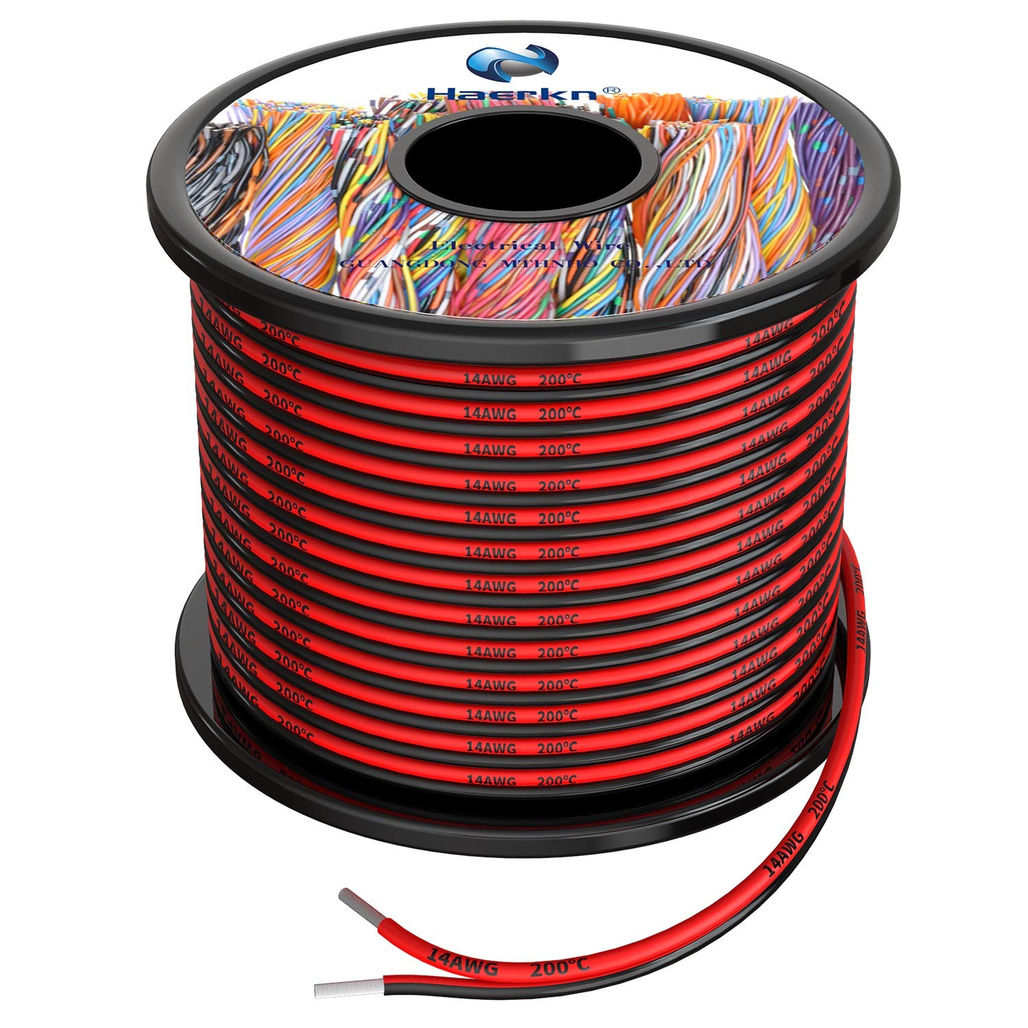 14awg 2.0mm² Silicone Electrical Wire 2 Core Cable 52ft [Black 26ft Red 26ft] ox