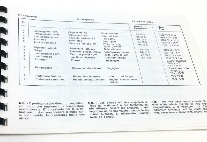 Lamborghini Urraco P300 Owners Handbook Manual