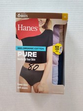 Hanes Pure Comfort Women's Briefs Pack of 6 Organic Cotton Size 7 L Underwear