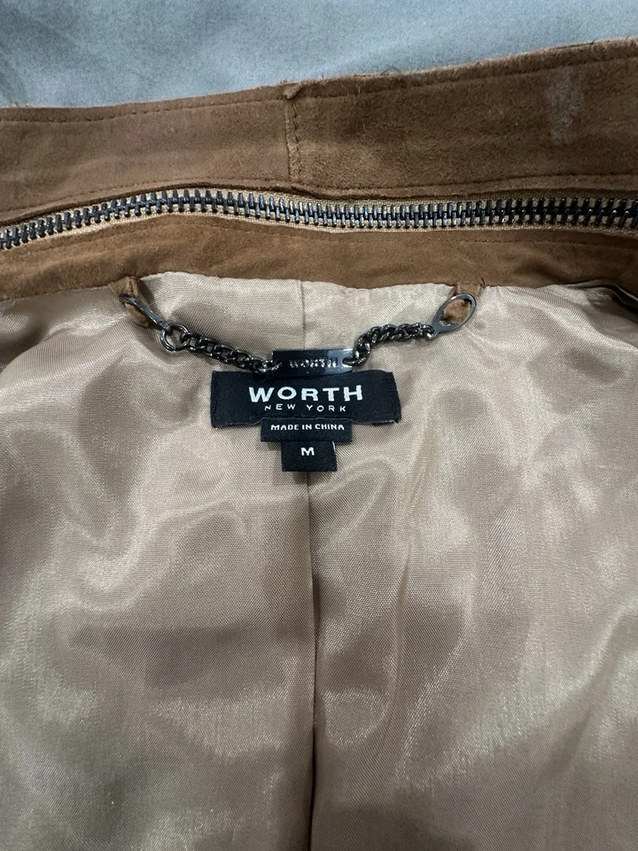 Worth New York Women's Solid Brown Shawl Collar Leather Vest Size Medium - Image 2 of 4