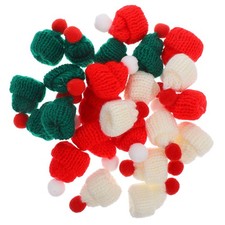 24Pcs Mini Xmas Knitting Hats Tiny Wool Yarn for DIY Holiday Decorations