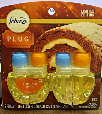 Febreze Plug In Air Freshener, Scented Oil Refill, Pumpkin Roll Scent, 2 Pack