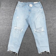 NWT American Eagle Curvy Mom Jeans 18 S 20 R Strigid Light Destroy Wash