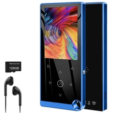136GB MP3 Player with Bluetooth 5.2, Mini Blue Music Player with 2.4" Large S...