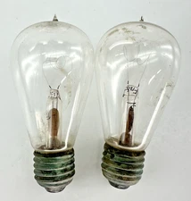 Antique early-1900s Edison-licensed carbon-filament Light bulbs by G.E. X 2