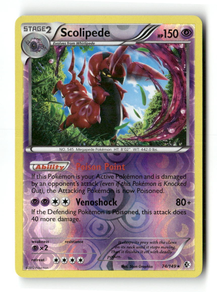 Scolipede 74/149 R Boundaries Crossed Pokemon Reverse Holo NM