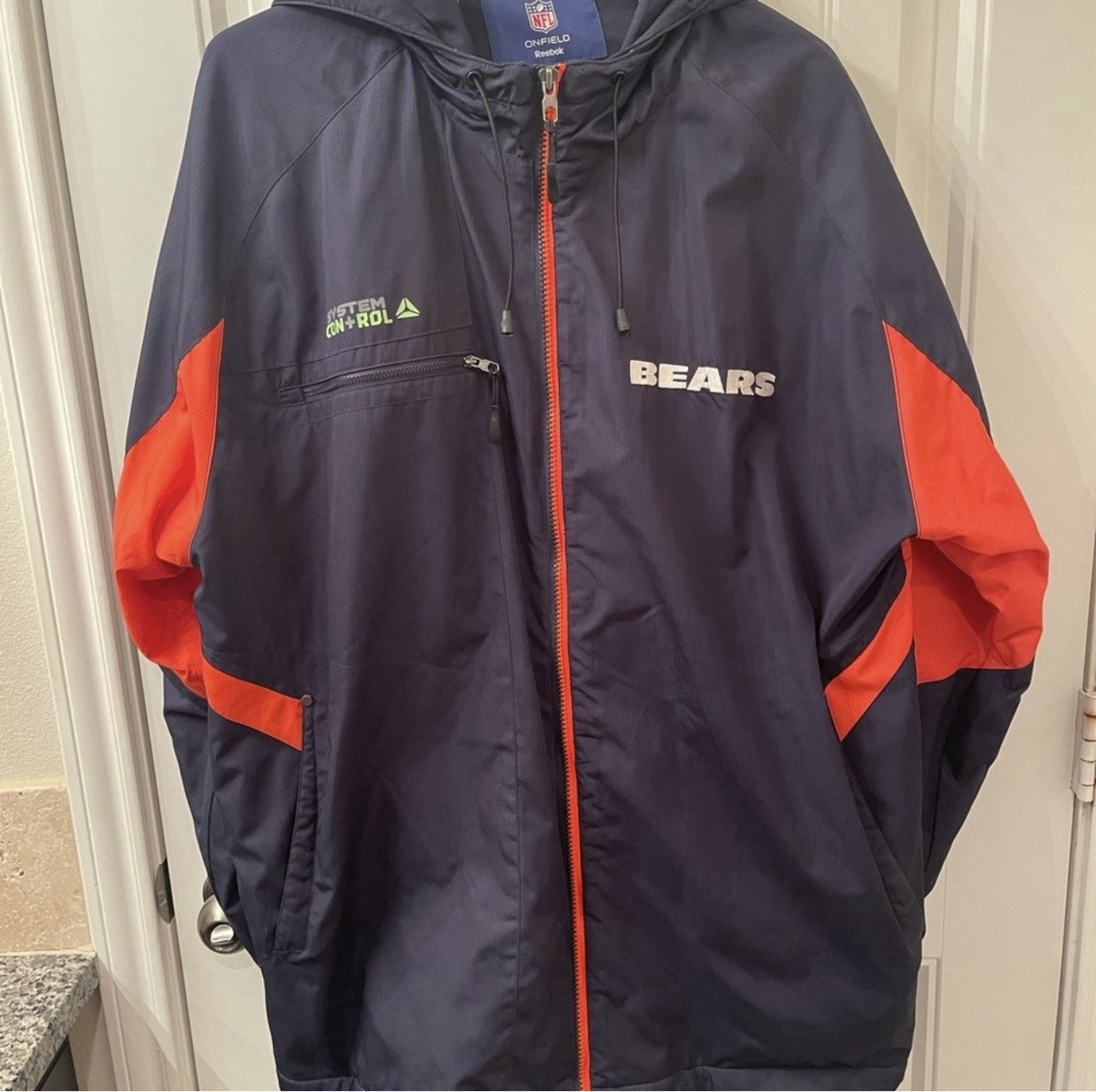 Reebok Chicago Bears NFL Officially Licensed Jacket Navy Orange Size L