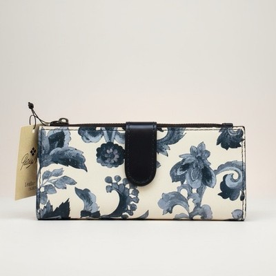 Patricia Nash Nazari Leather Wallet Renaiss Revival Bifold Snap Close Blue New