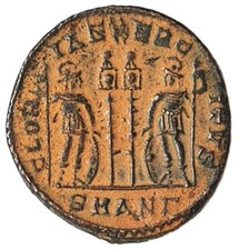 330AD Constantine I Great & Soldiers w Standards & Spears Ancient Roman Coin 539