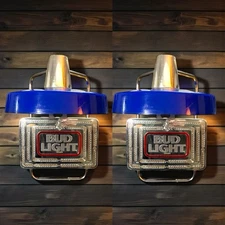 Vintage Bud Light Everbrite Bar Lights 801-316 Pair Hanging Wall Lamps WORKING