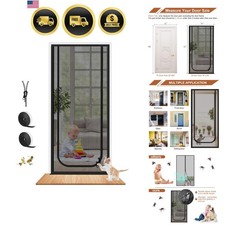 Reinforced Cat Screen Door Fits Door Size 32''x 80'', Heavy Duty Pets Proof S...